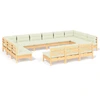 Image de ensemble salon de jardin 13 pièces avec coussins Crème pin massif
