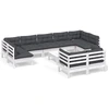 Image de vidaXL Ensemble salon de jardin 10 pièces avec coussins blanc pin massif