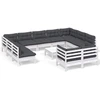 Image de vidaXL Ensemble salon de jardin 12 pièces avec coussins blanc pin massif