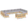 Image de vidaXL Ensemble salon de jardin 12 pièces avec coussins gris pin massif