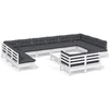 Image de vidaXL Ensemble salon de jardin de 13 pièces avec coussins blanc pin