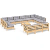 Image de ensemble salon de jardin 14 pièces avec coussins gris Pin