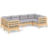 Image de vidaXL Ensemble de salon de jardin 6 pièces avec coussins gris en pin