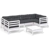 Image de vidaXL Ensemble de salon de jardin 7 pièces avec coussins blanc pin