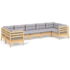 Image de vidaXL Ensemble de salon de jardin 7 pièces avec coussins gris en pin