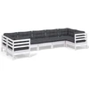 Image de vidaXL Ensemble de salon de jardin 7 pièces avec coussins blanc pin