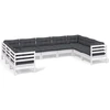 Image de vidaXL Ensemble salon de jardin 9 pièces avec coussins Pin blanc