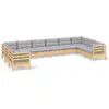 Image de vidaXL Ensemble de salon de jardin 10 pièces avec coussins gris en pin