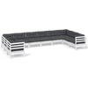 Image de vidaXL Ensemble de salon de jardin 10 pièces avec coussins Pin blanc
