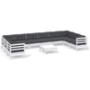 Image de vidaXL Ensemble de salon de jardin de 11 pièces avec coussins blanc pin