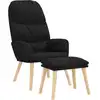 Image de vidaXL Fauteuil relax avec pouf Noir Tissu