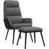 Image de vidaXL Fauteuil relax avec pouf gris clair Tissu et similicuir