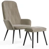 Image de vidaXL Fauteuil relax avec pouf gris clair velours