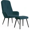 Image de vidaXL Fauteuil relax avec pouf Bleu velours