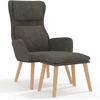 Image de vidaXL Fauteuil relax avec pouf gris foncé velours