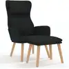 Image de vidaXL Fauteuil relax avec pouf noir velours