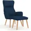 Image de vidaXL Fauteuil relax avec pouf Bleu velours