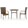 Image de vidaXL Ensemble de jardin 3 pièces Poly rotin brun