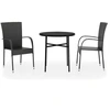Image de vidaXL Ensemble de jardin 3 pièces Poly rotin noir