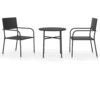 Image de vidaXL Ensemble de jardin 3 pièces Poly rotin noir