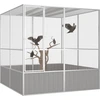 Image de vidaXL Cage à oiseaux Gris 213,5x217,5x211,5 cm Acier galvanisé