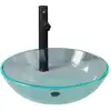 Image de vidaXL lavabo avec robinet et vidage en verre trempé