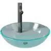 Image de vidaXL lavabo avec robinet et vidage en verre trempé