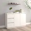 Image de vidaXL Sideboard Blanc 111x34x75 cm Pin massif