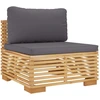 Image de vidaXL Canapé de jardin central avec coussins gris foncé en teck massif