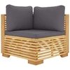 Image de vidaXL Canapé d'angle de jardin avec coussins gris foncé en teck massif