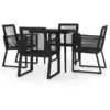 Image de vidaXL Ensemble de jardin 5 pièces noir