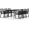 Image de vidaXL Ensemble de jardin 7 pièces noir