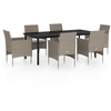 Image de vidaXL Ensemble de jardin 7 pièces avec coussins Beige et noir