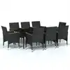 Image de vidaXL Salon de jardin 9 pièces avec coussins Noir