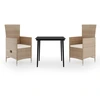 Image de vidaXL Ensemble de jardin 3 pièces avec coussins Beige