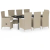 Image de vidaXL Salon de jardin 9 pièces avec coussins Beige
