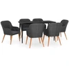 Image de vidaXL Ensemble de jardin 7 pièces avec coussins Noir