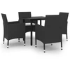 Image de vidaXL Ensemble de jardin 5 pièces avec coussins Poly rotin et verre