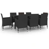 Image de vidaXL Salon de jardin 9 pièces avec coussins Poly rotin et verre