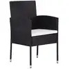 Image de vidaXL Chaises de jardin avec coussins en blanc crème 4 pcs. noir Polyrattan