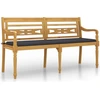Image de vidaXL Banc Batavia avec coussin anthracite 150 cm bois massif teck