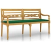 Image de vidaXL Banc Batavia avec coussin vert 150 cm bois massif teck