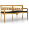 Image de vidaXL Banc Batavia avec coussin noir 150 cm bois massif teck