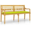 Image de vidaXL Banc Batavia avec coussin vert clair 150 cm bois massif teck