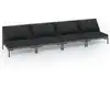 Image de vidaXL Ensemble de salon de jardin 4 pièces avec coussins Poly rotin gris foncé