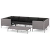 Image de vidaXL Ensemble de salon de jardin 7 pièces avec coussins Poly rotin gris foncé