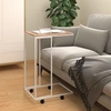 Image de vidaXL Table d'appoint avec roulettes Blanc 40x30x63,5 cm Bois composite