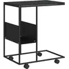 Image de vidaXL Table d'appoint à roulettes noire 55x36x63,5 cm Bois composite