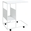 Image de vidaXL Table d'appoint avec roulettes Blanc 55x36x63,5 cm Bois composite
