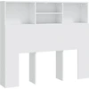 Image de vidaXL Tête de lit avec étagères blanc 120x19x103,5 cm